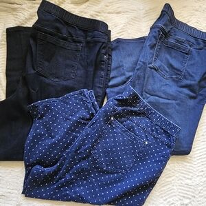 2 Pair TRU STRETCH Catherines Blue Jeans Comfortabl & 1 Pair Of Capris